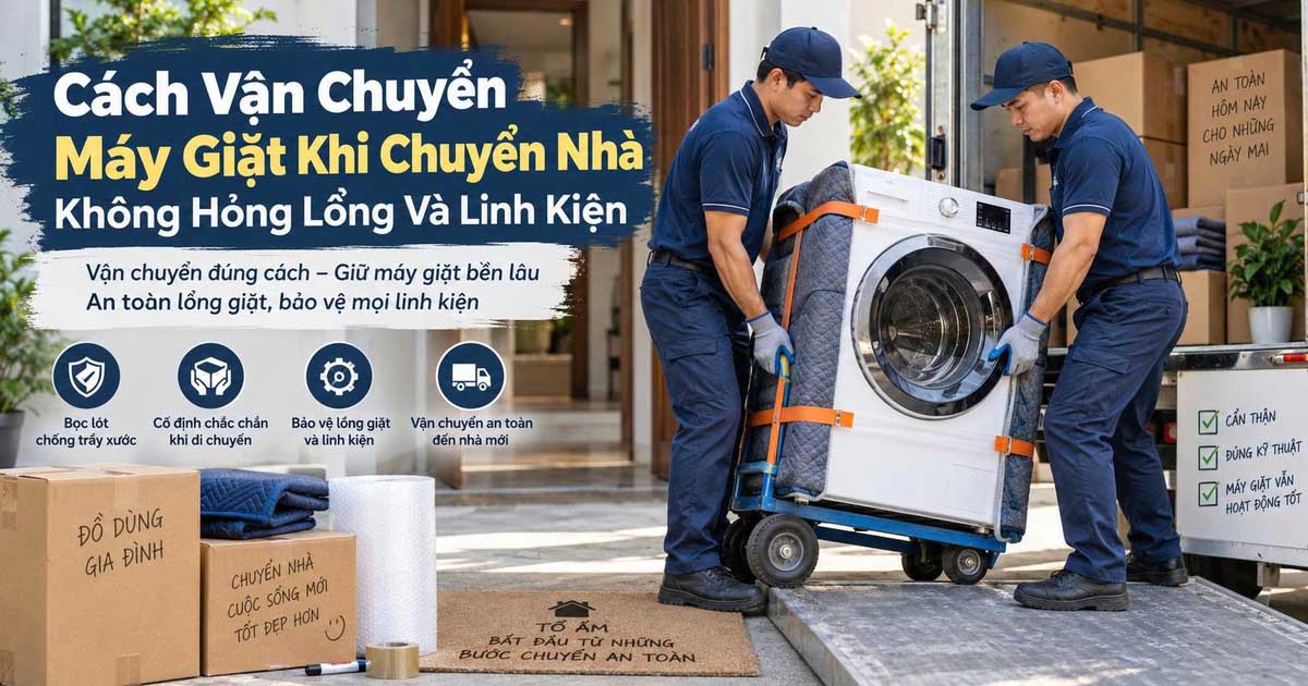 Cách Vận Chuyển Máy Giặt Khi Chuyển Nhà Không Hỏng Lồng Và Linh Kiện