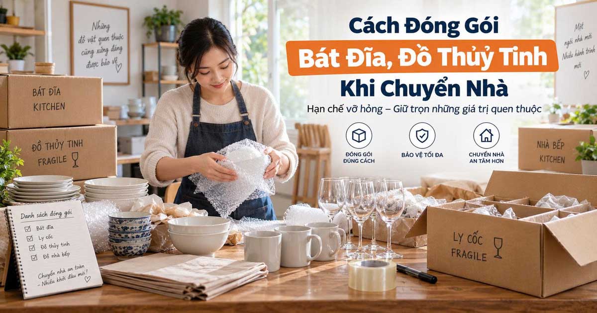 Cách Đóng Gói Bát Đĩa, Đồ Thủy Tinh Khi Chuyển Nhà Hạn Chế Vỡ Hỏng